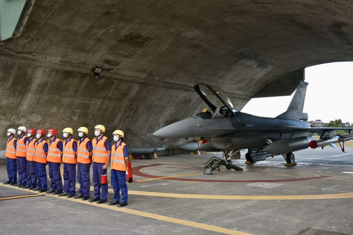 A military drill at Hualien Air Force base, Taiwan.