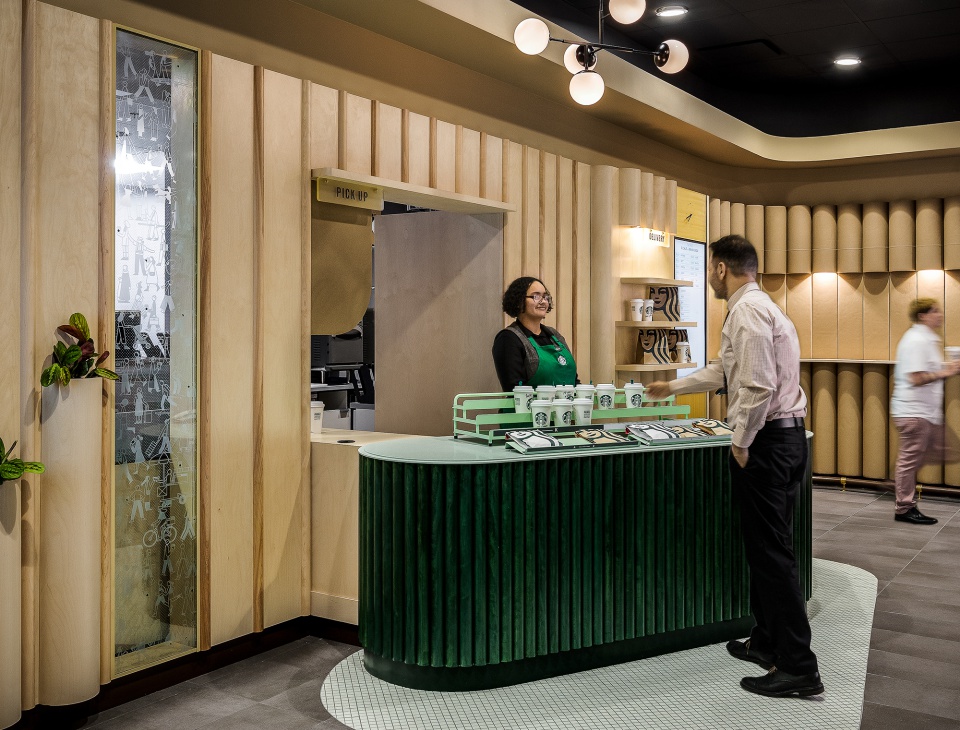 Starbucks Corp.’s newest store in New York’s Penn Plaza