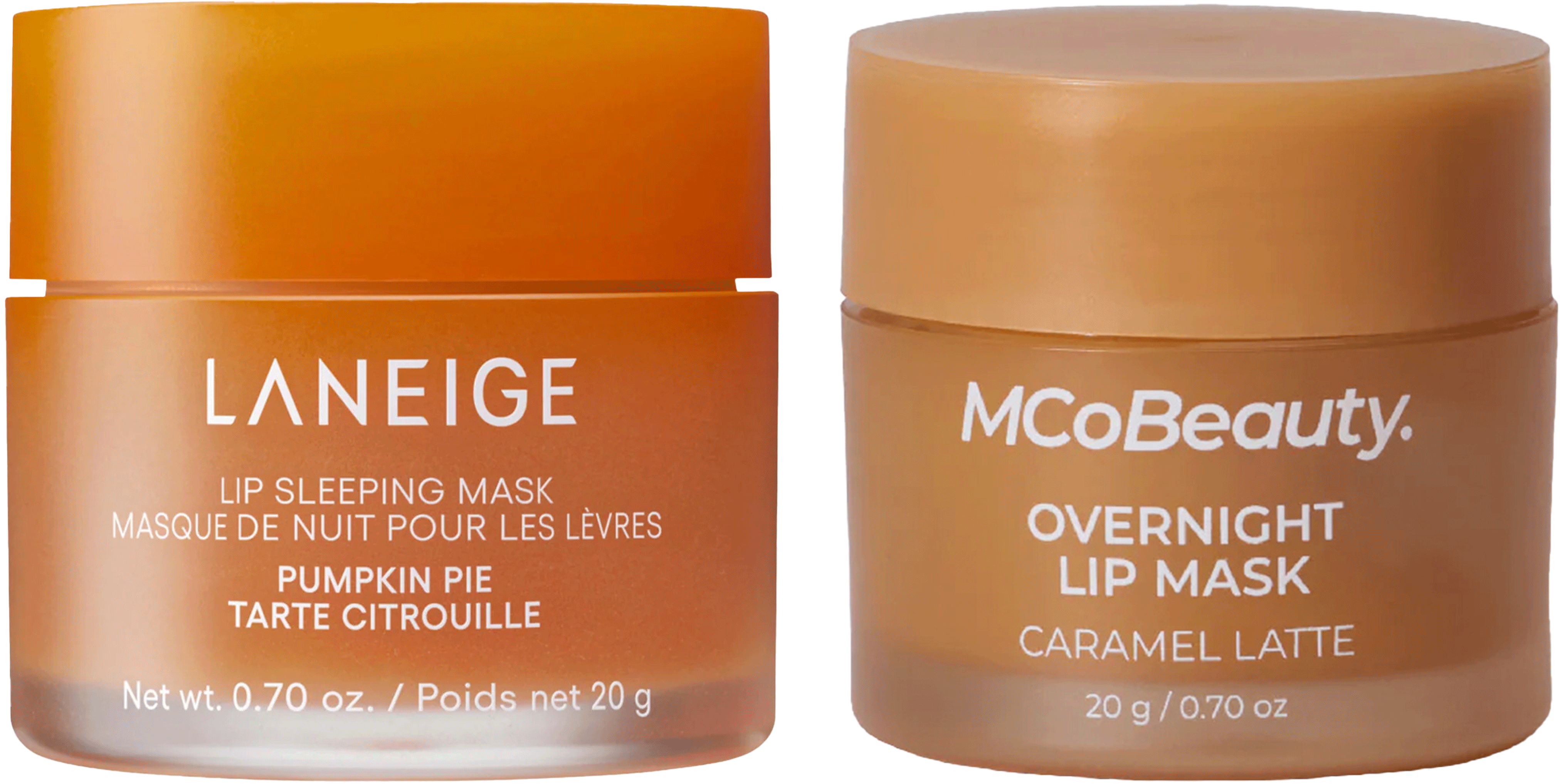 Laneige’s Lip Sleeping Mask next to MCo’s Overnight Lip Mask