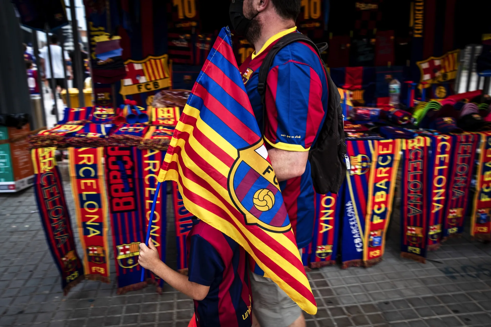 Soccer fans in Barcelona, Spain.