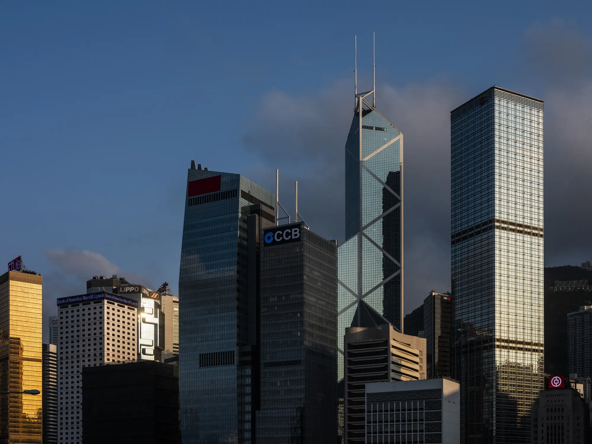 The CCB Tower, center, in Hong Kong.