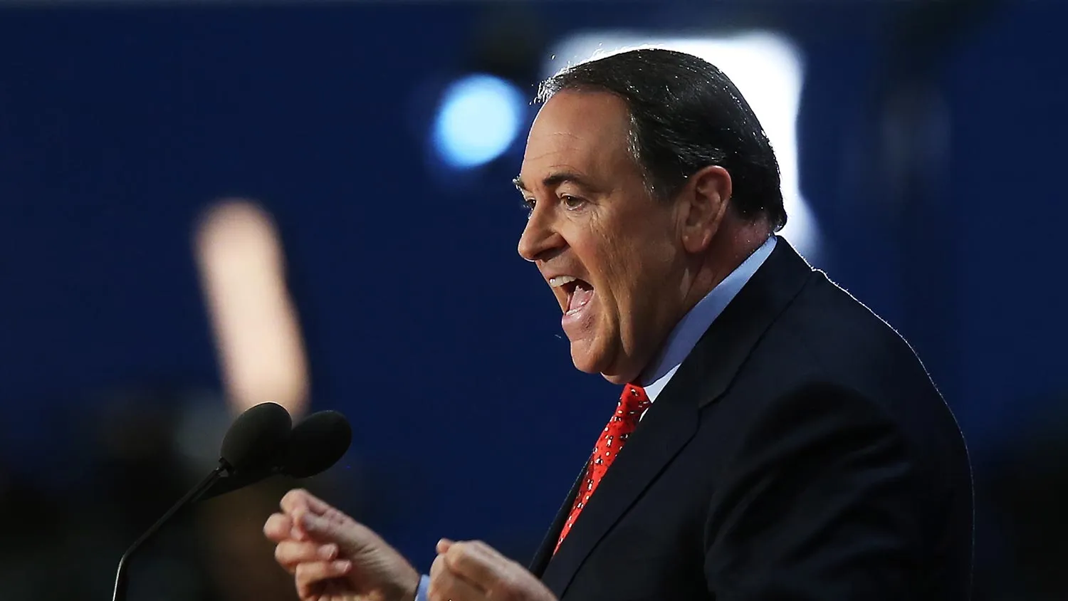 Former Arkansas Gov. Mike Huckabee speaks during the third day of the Republican National Convention at the Tampa Bay Times Forum on August 29, 2012 in Tampa, Florida.
