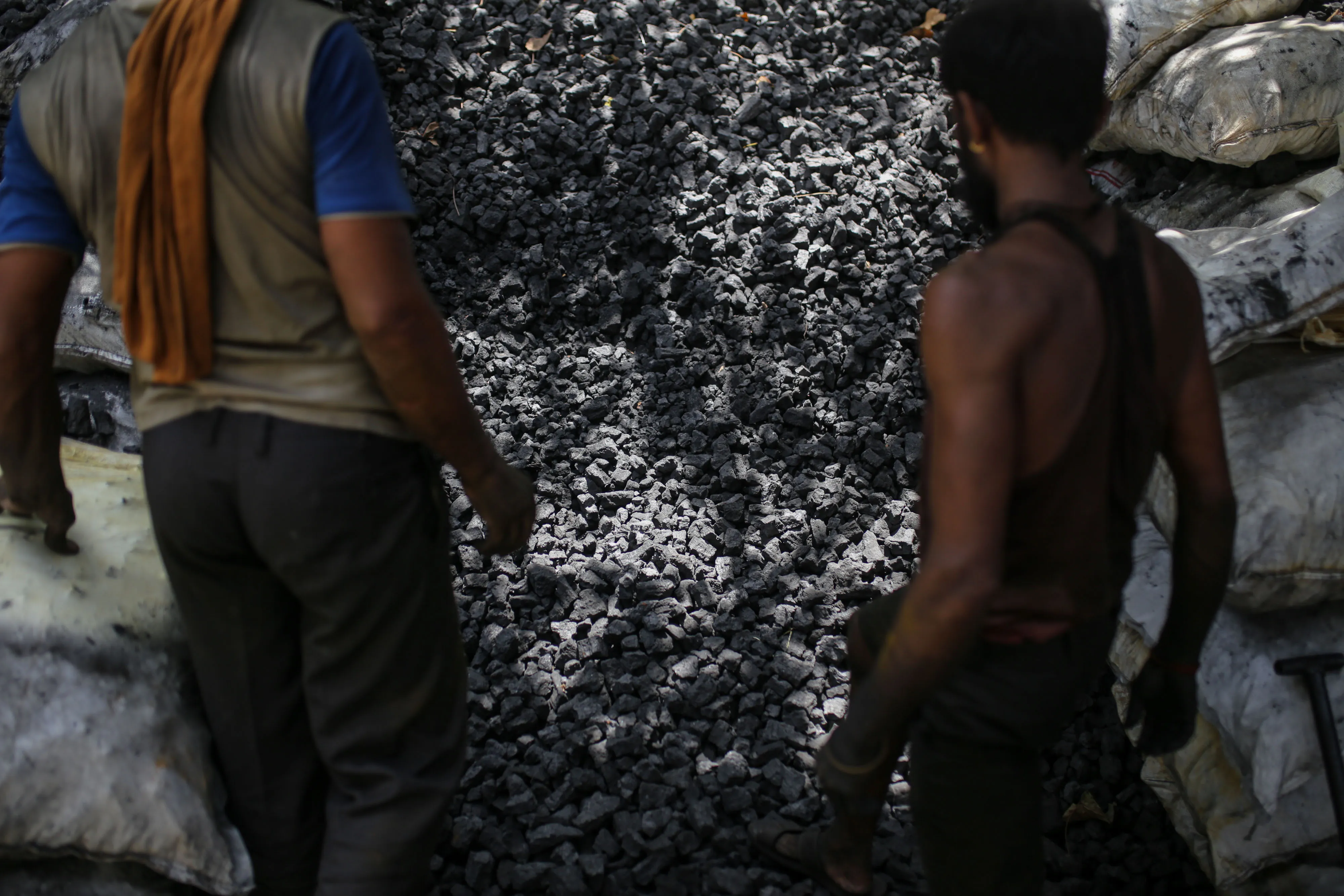 A stack of coal at a coal wholesale market in Mumbai, India.
