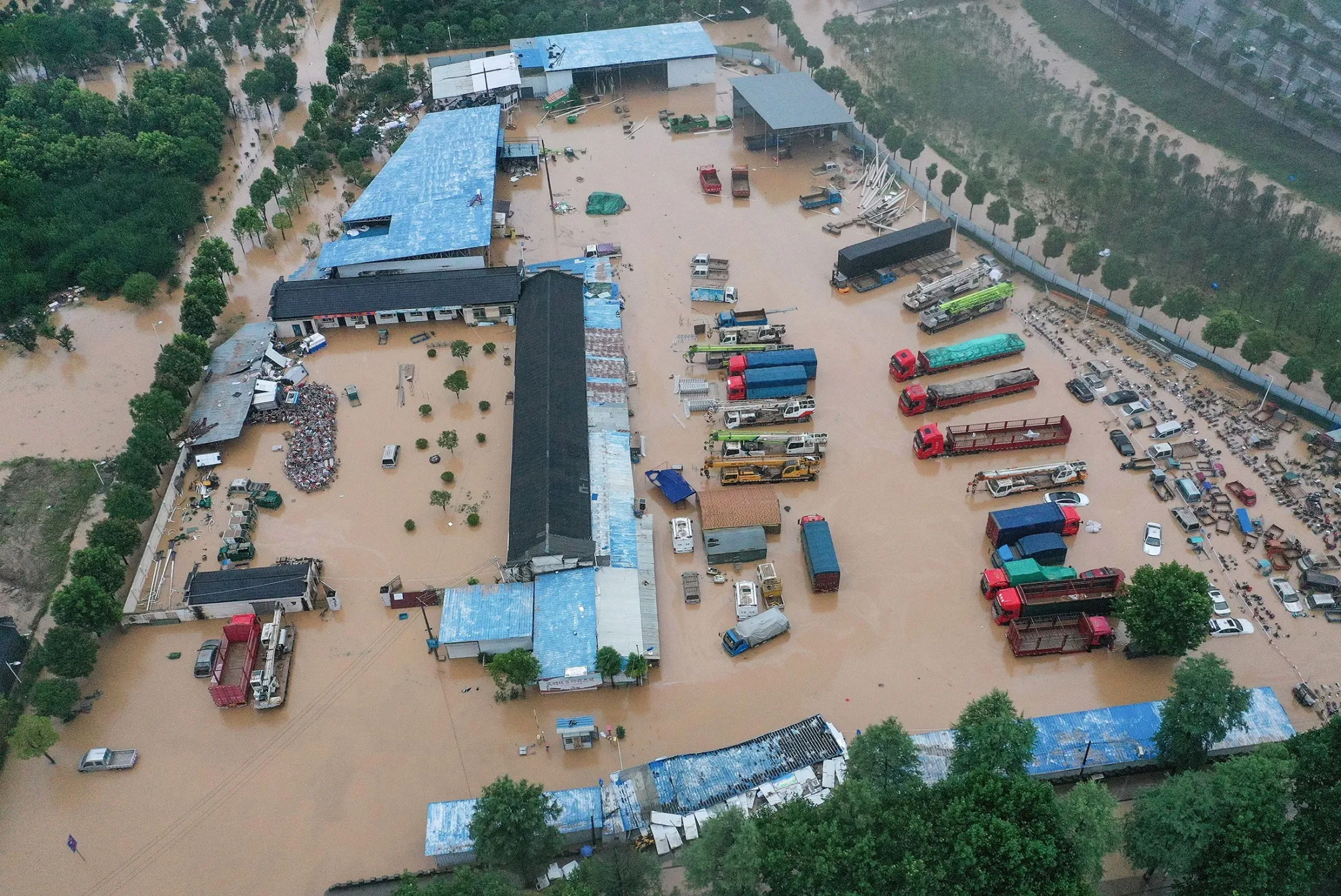 Heavy rain caused flooding in eastern China's Anhui province. (Photo by STR / AFP) / China OUT (Photo by STR/AFP via Getty Images)