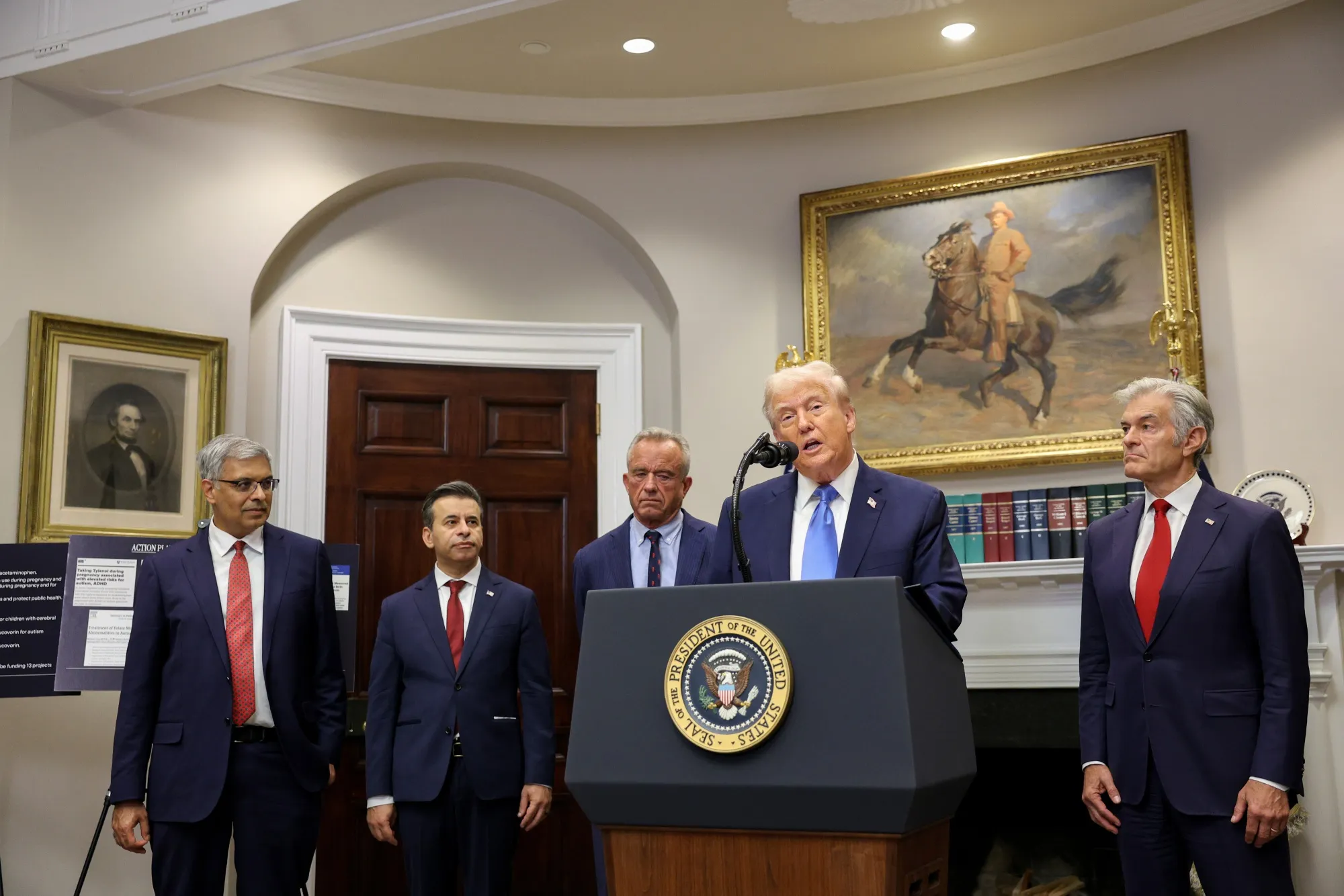 US President Donald Trump speaks at the White House on Sept. 22