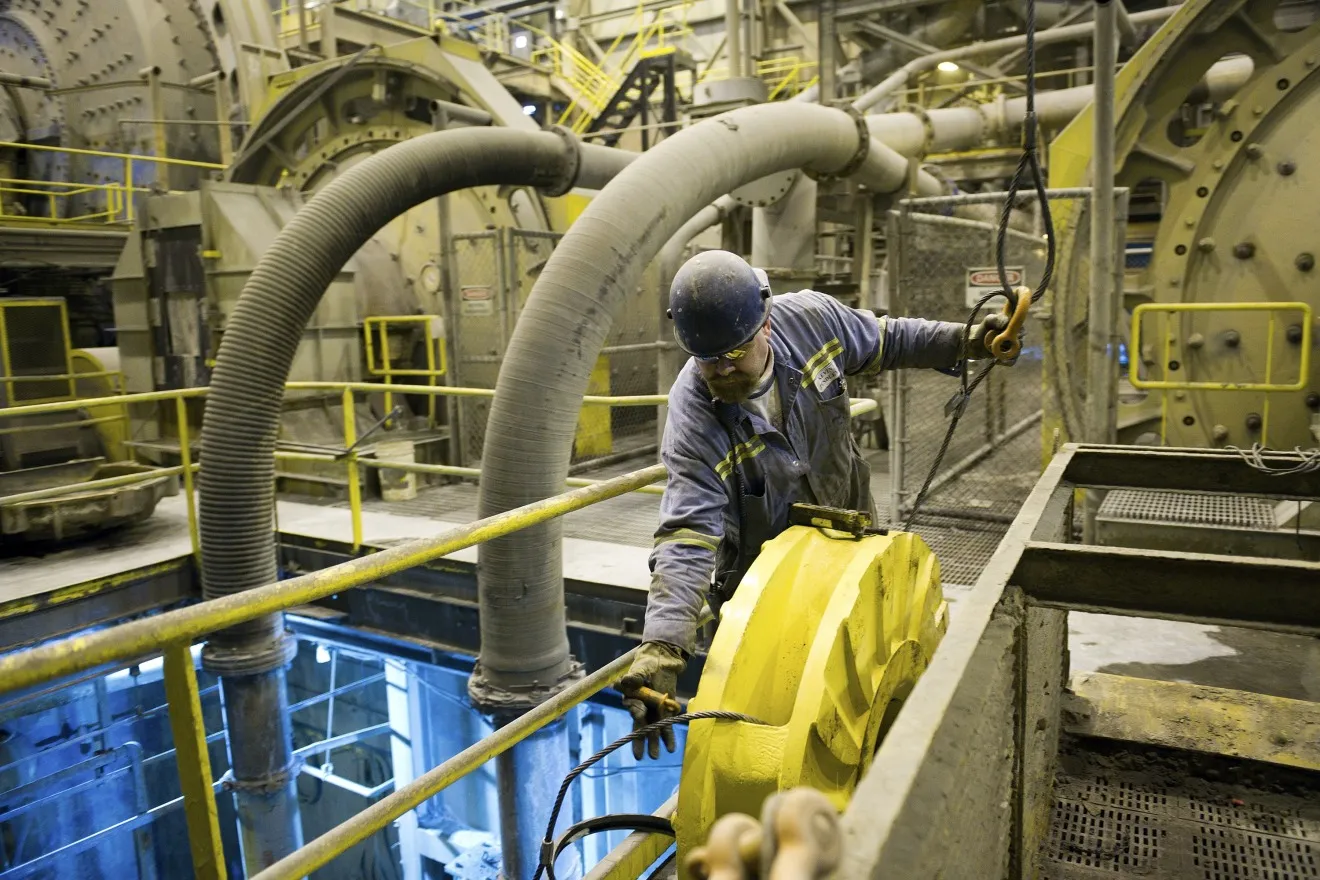 An employee works at the Newmont Mining Corp. gold quarry mine in Elko, Nevada.