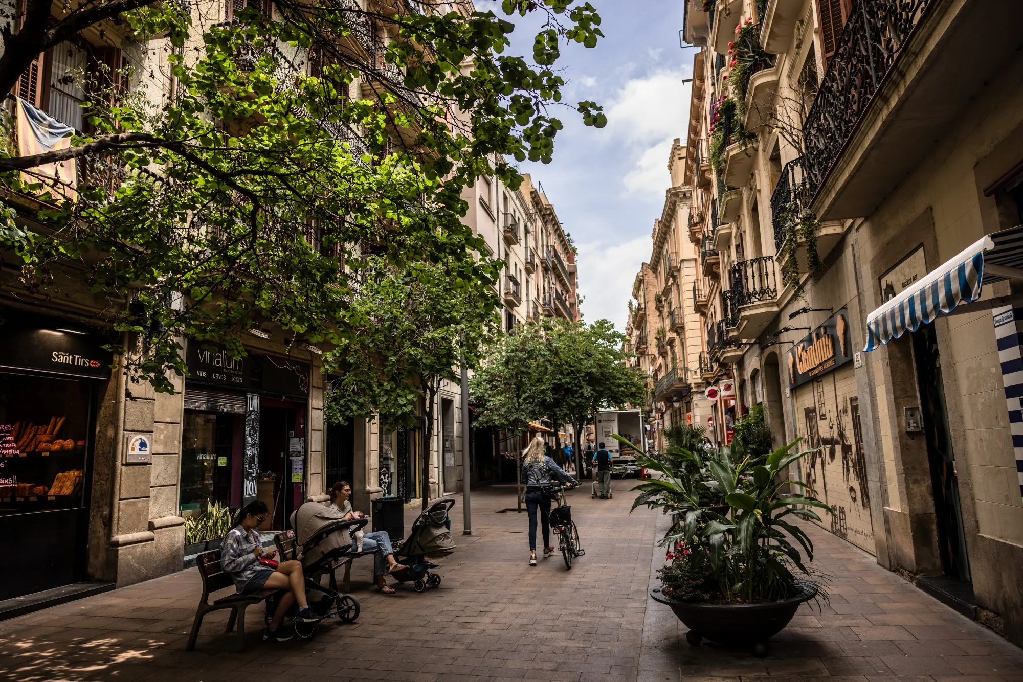 A residential street in Barcelona, Spain.