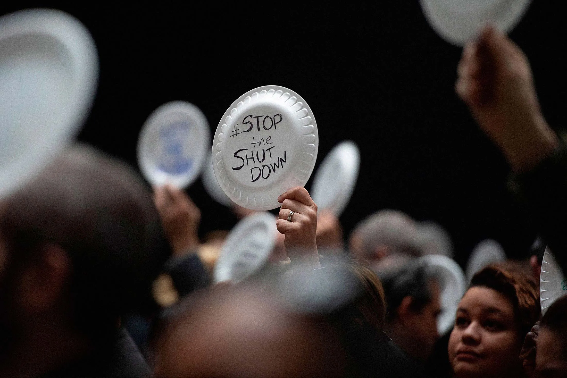 Federal employees rally in Washington on Jan. 23 for a congressional vote to end the shutdown.