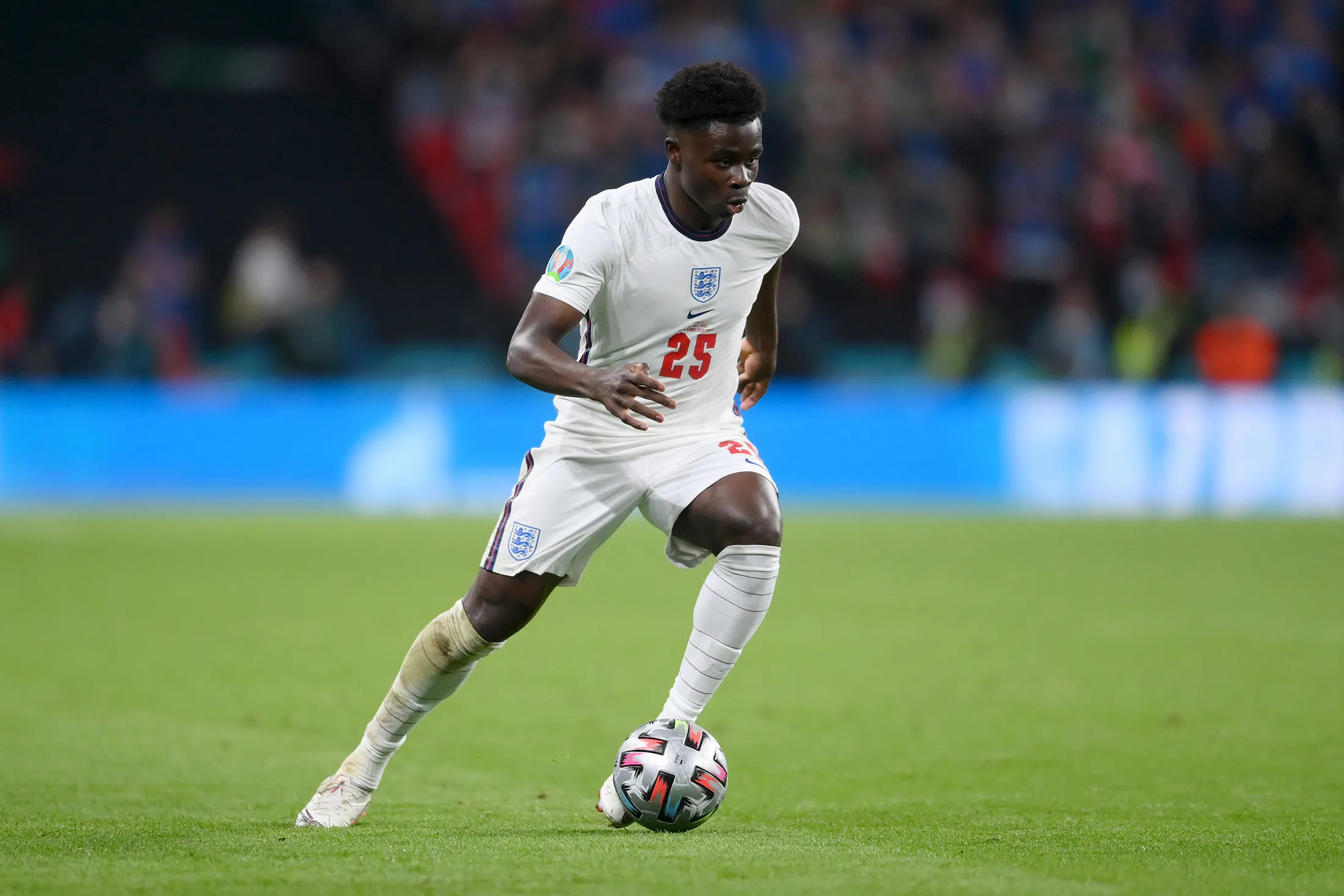 Bukayo Saka during the UEFA Euro 2020 Championship Final between Italy and England at Wembley Stadium on July 11.