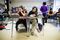 Eighth grade students Alexia Lewis, 14, left, and Kristin Hogan, 14, use their Amplify tablets during math class at Aycock Middle School.