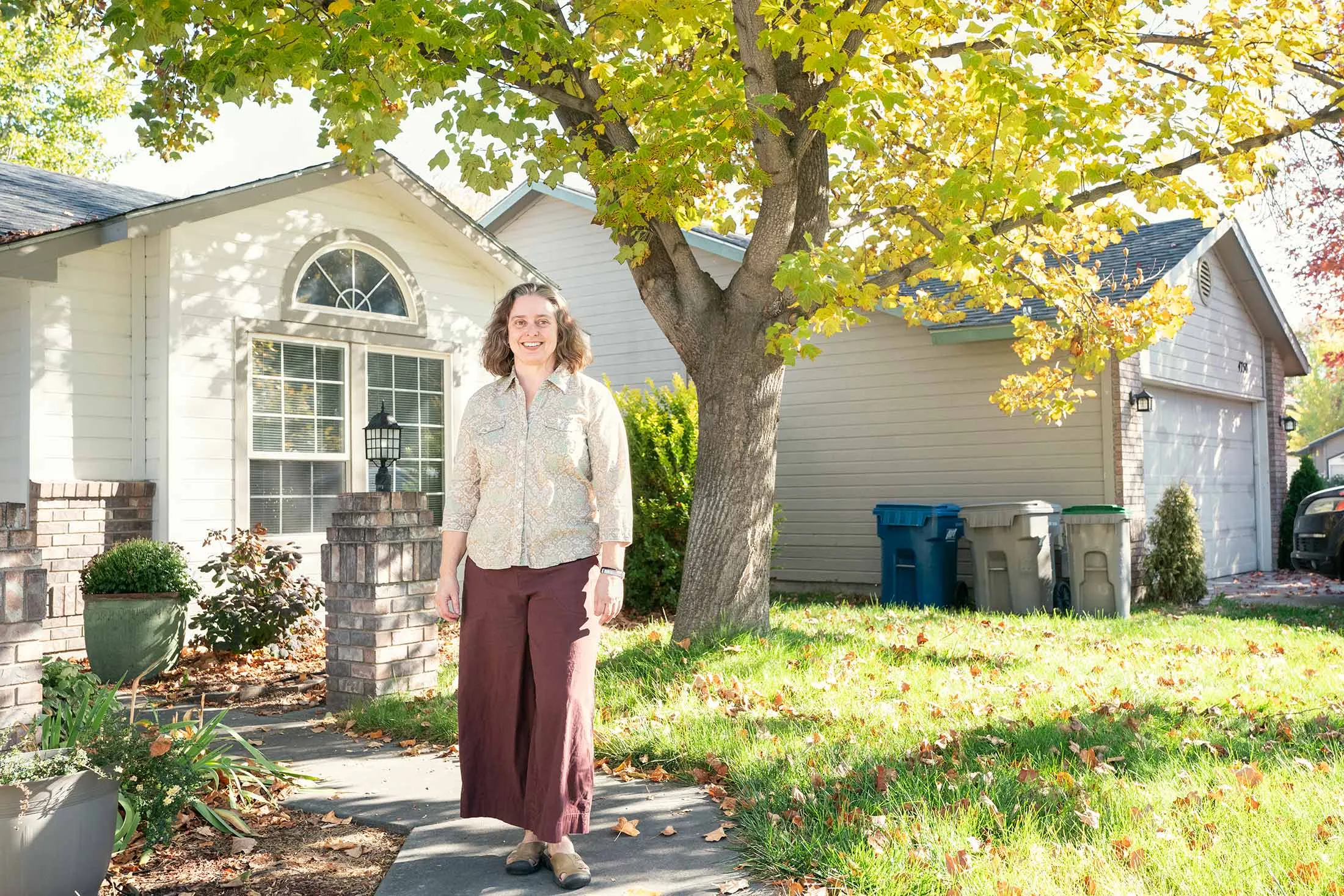 Julie D’Agostino outside her home in Boise.