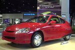 The Honda Insight, an environmentally friendly auto that is a gasoline-electric hybrid is displayed at the Chicago Auto Show Thursday, February. 10, 2000 at McCormick Place in Chicago.