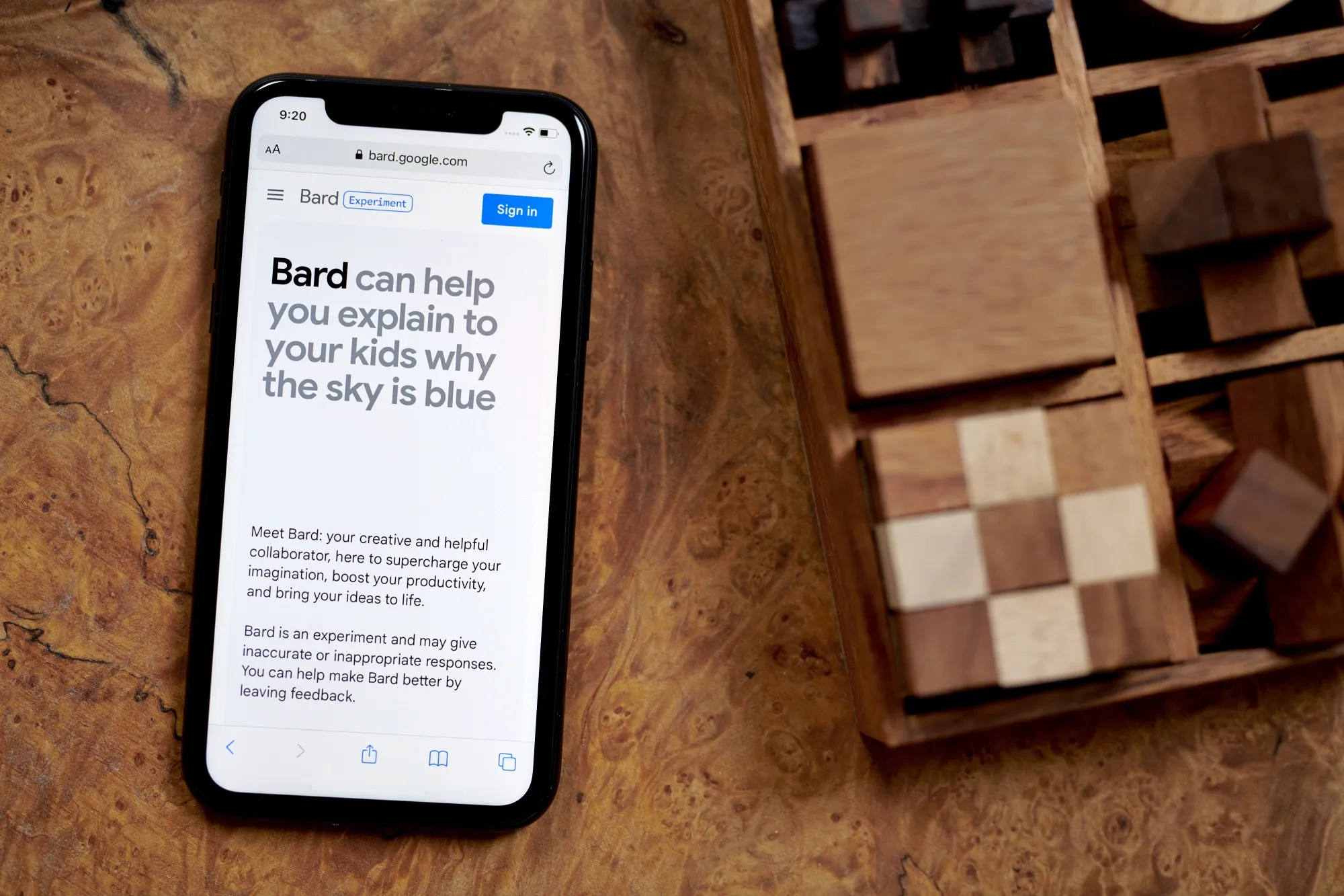 Google’s AI chatbot on a smartphone. Researchers found large language models underpinning chatbots developed by Alphabet Inc.’s Google and other AI&nbsp;companies have trouble solving some word games.