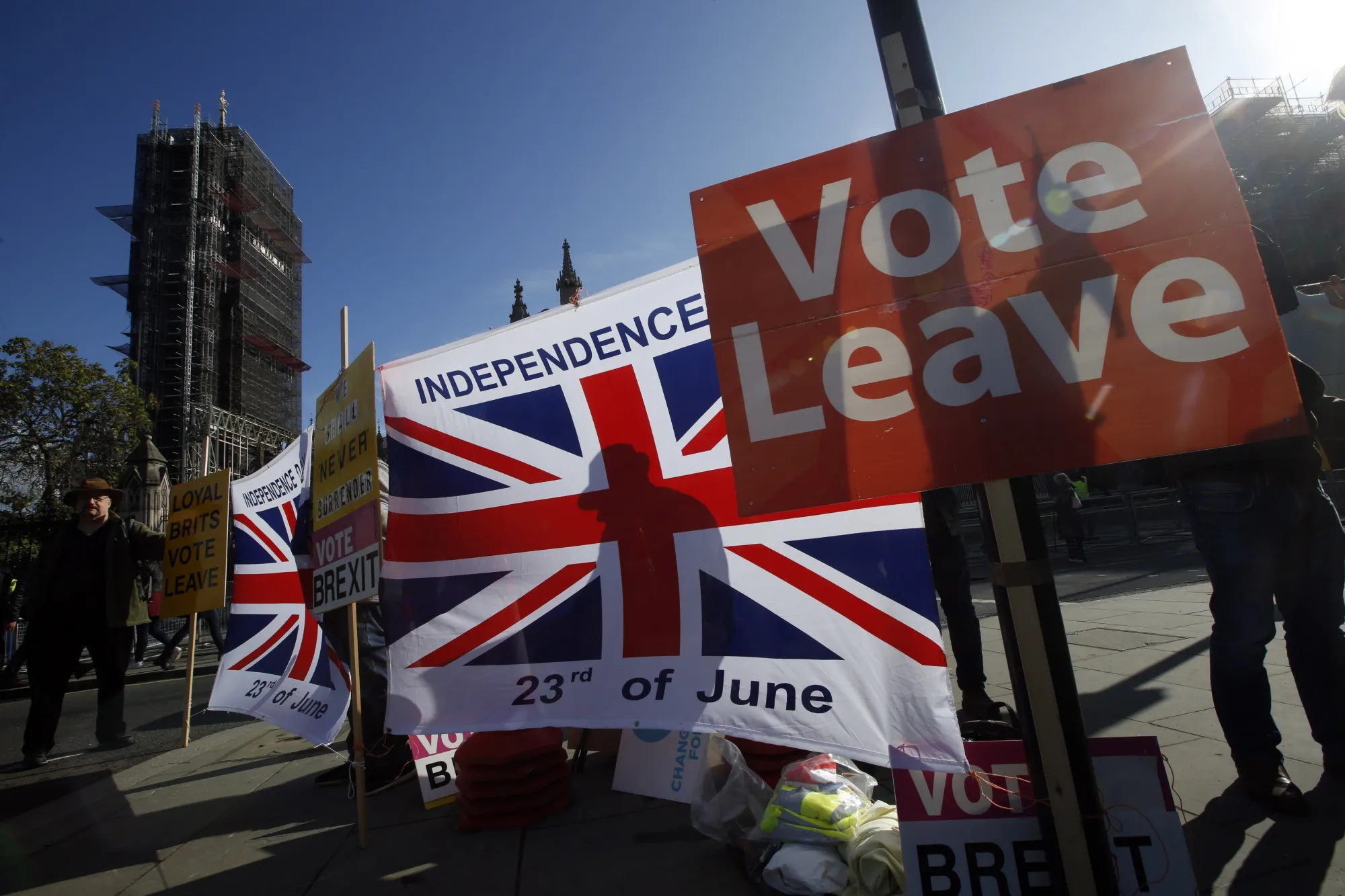 Pro-leave demonstrators in 2019.