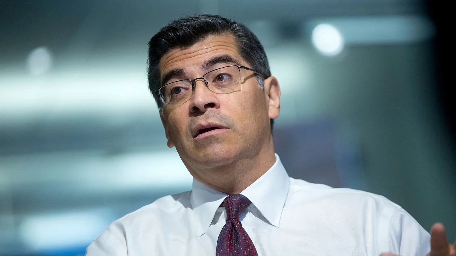 Representative Xavier Becerra, a Democrat from California, speaks during an interview in Washington on May 21, 2015.
