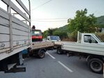 Vehicles block the road as security measures taken around the city while air raid sirens heard along near the Kosovo and Serbian border on July 31.