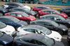 Tesla Inc. vehicles sit in a parking lot before being shipped from the Port of San Francisco in San Francisco, California, U.S., on Thursday, Feb. 7, 2019. Tesla is loading as many Model 3 sedans as it can onto vessels destined for China ahead of March 1, when a trade-war truce between presidents Donald Trump and Xi Jinping is scheduled to expire.