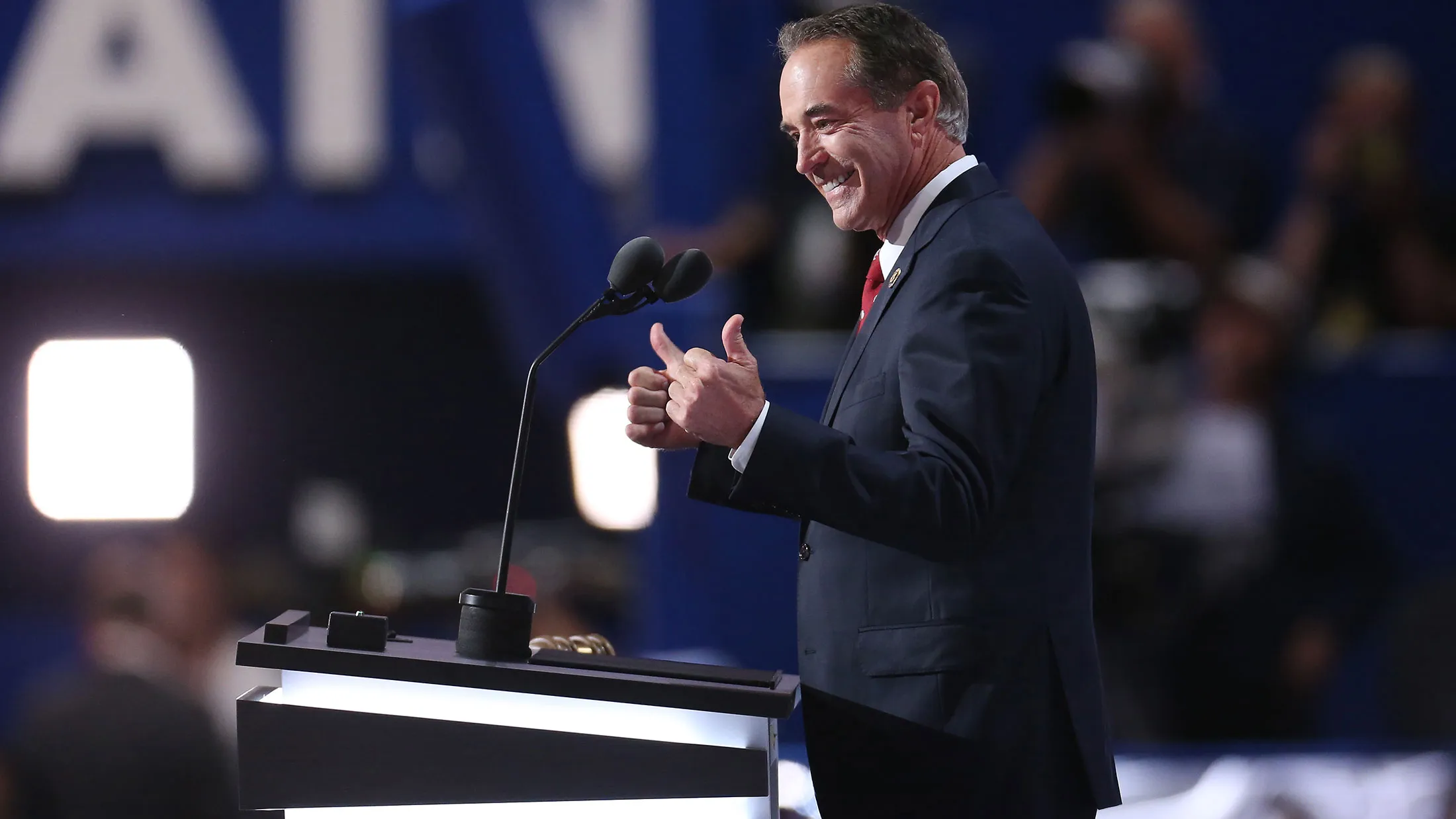 Representative Chris Collins, a Republican from New York, speaks at the Republican National Convention in Cleveland on July 19, 2016.
