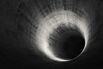 Round dark concrete tunnel. Abstract  3d render