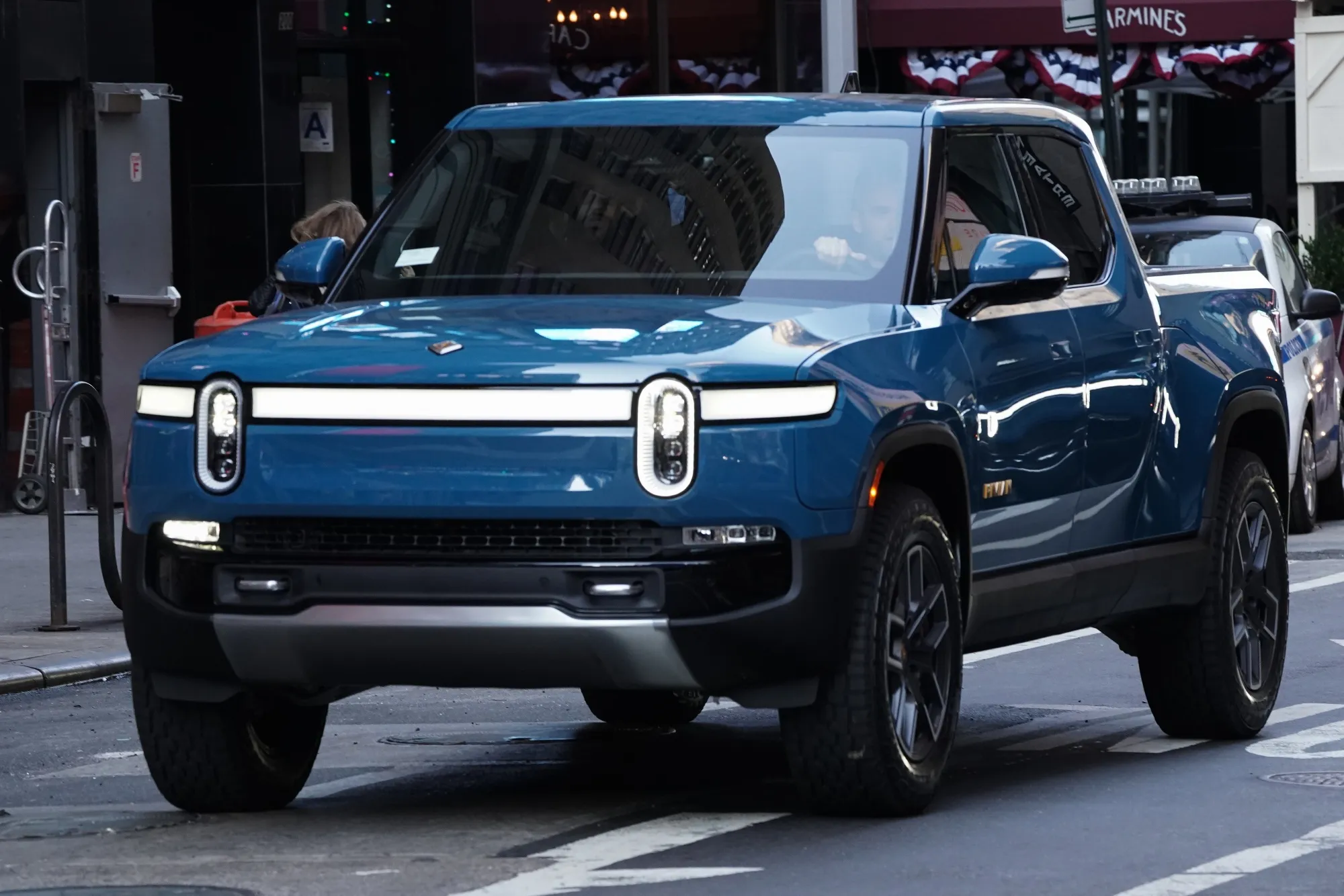 A Rivian R1T electric pickup truck.