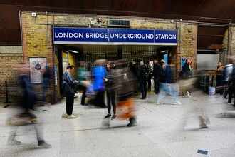 The closed entrance to London Bridge Underground Station on Sept. 8.