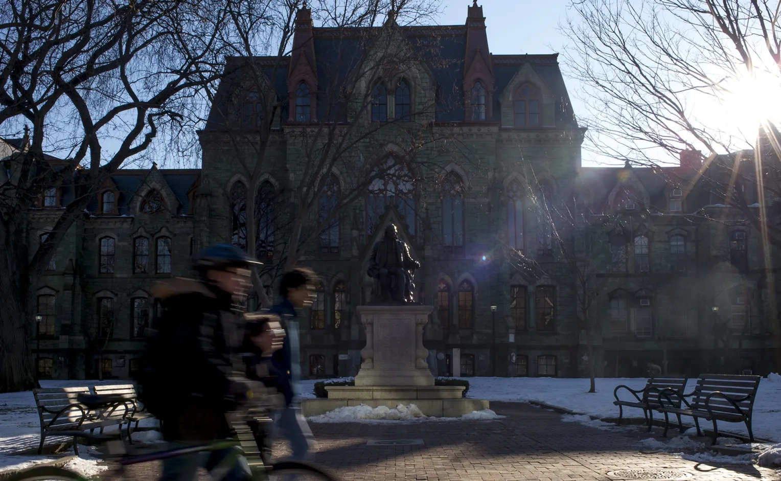 Students walk through the University of Pennsylvania campus.