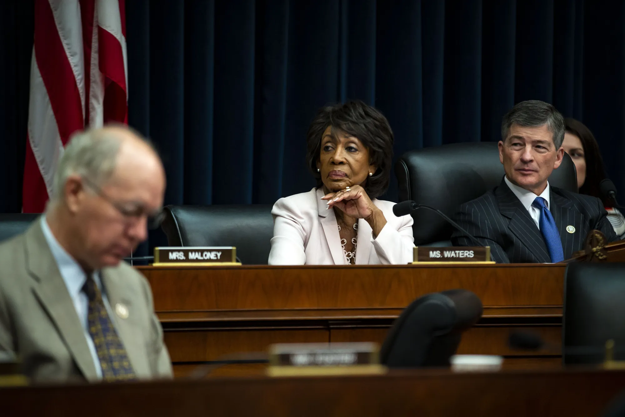 Maxine Waters, center.