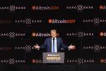 Donald Trump speaks at the Bitcoin 2024 conference in Nashville, Tennessee, on July 27. Photographer: Brett Carlsen/Bloomberg