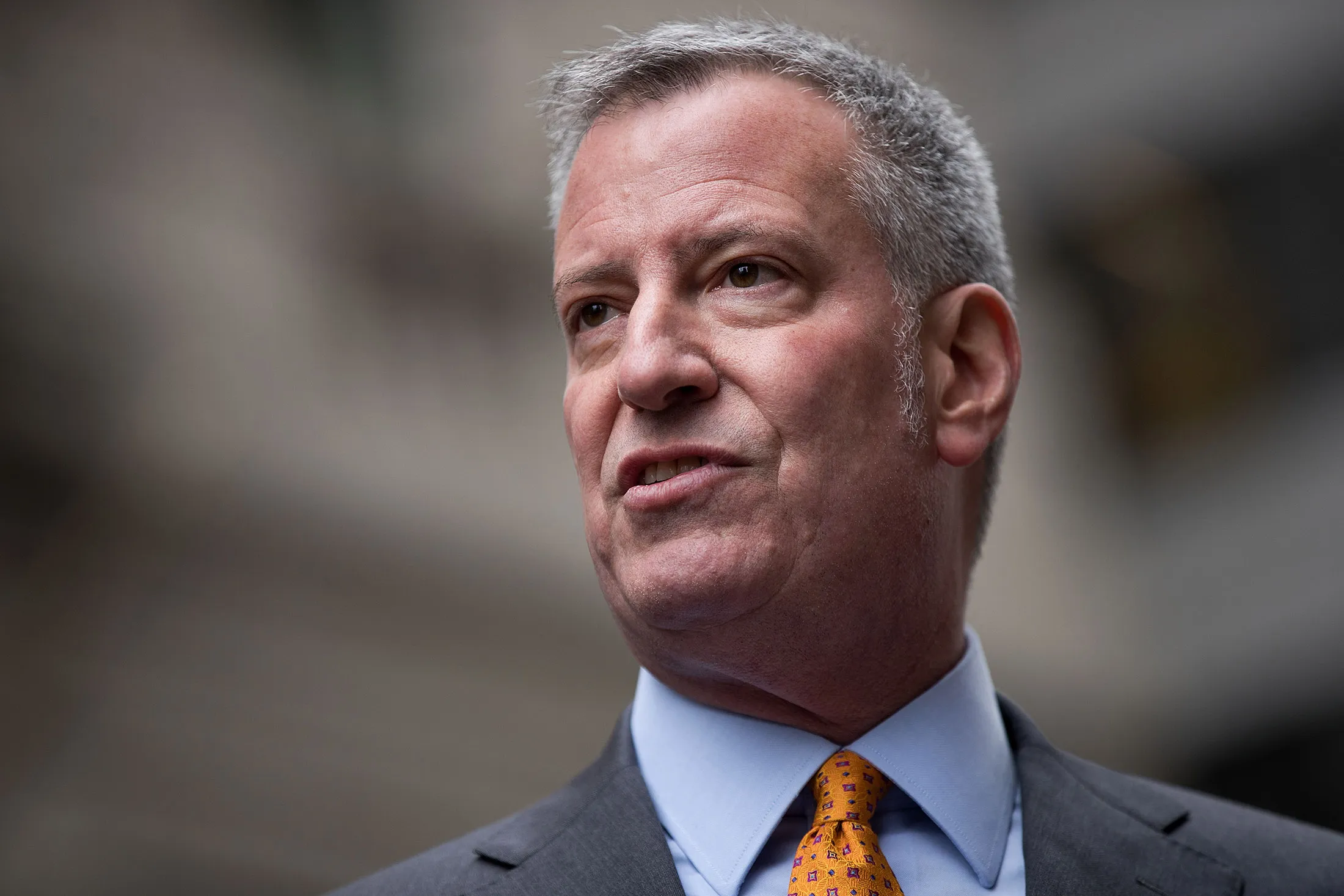 New York City Mayor Bill De Blasio speaks on March 27, 2017.
