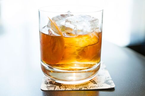 St. Cloud's signature "New Amsterdam" cocktail, a variation on the classic Negroni.