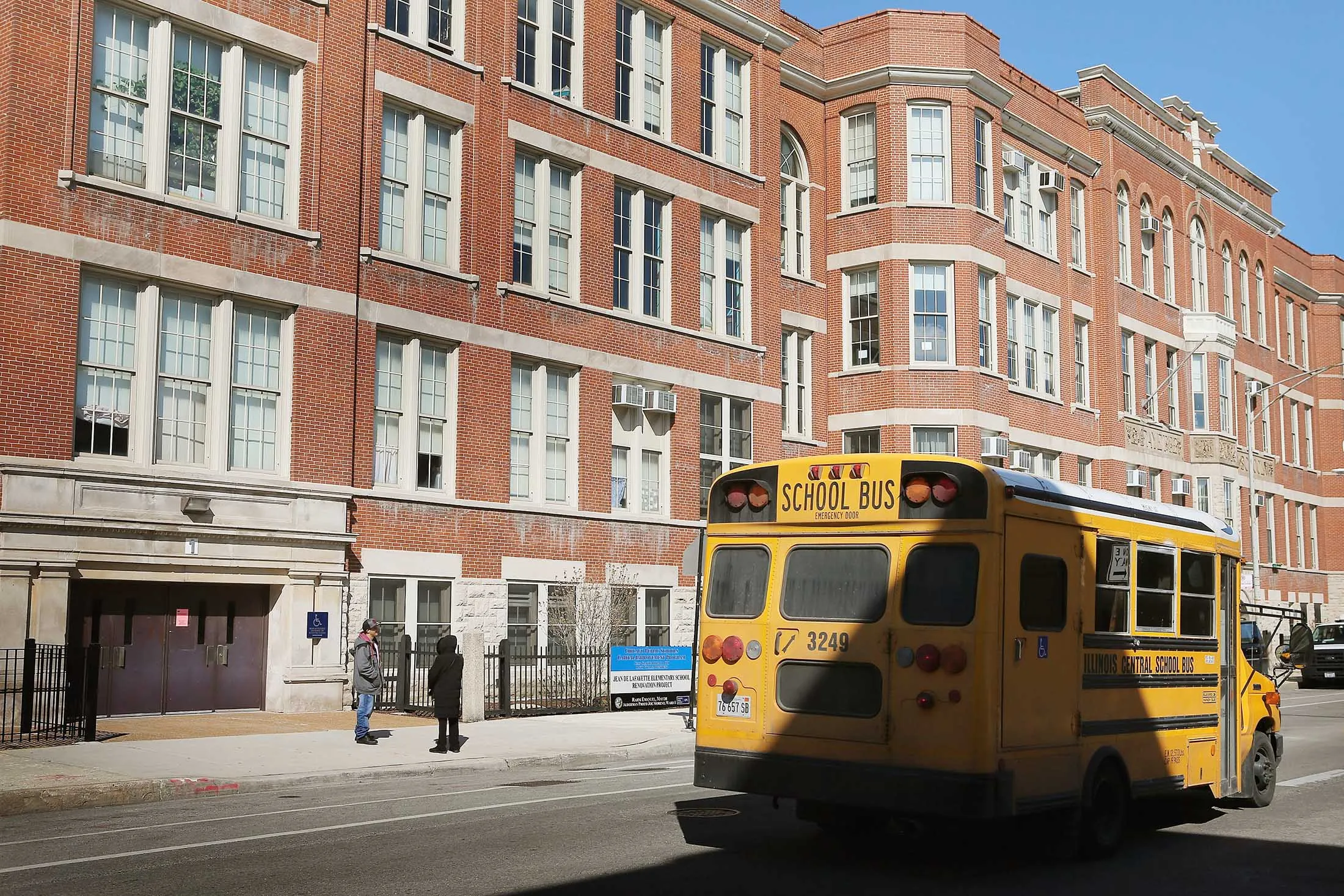 A school bus in Chicago, Illinois, on March 21, 2013.
