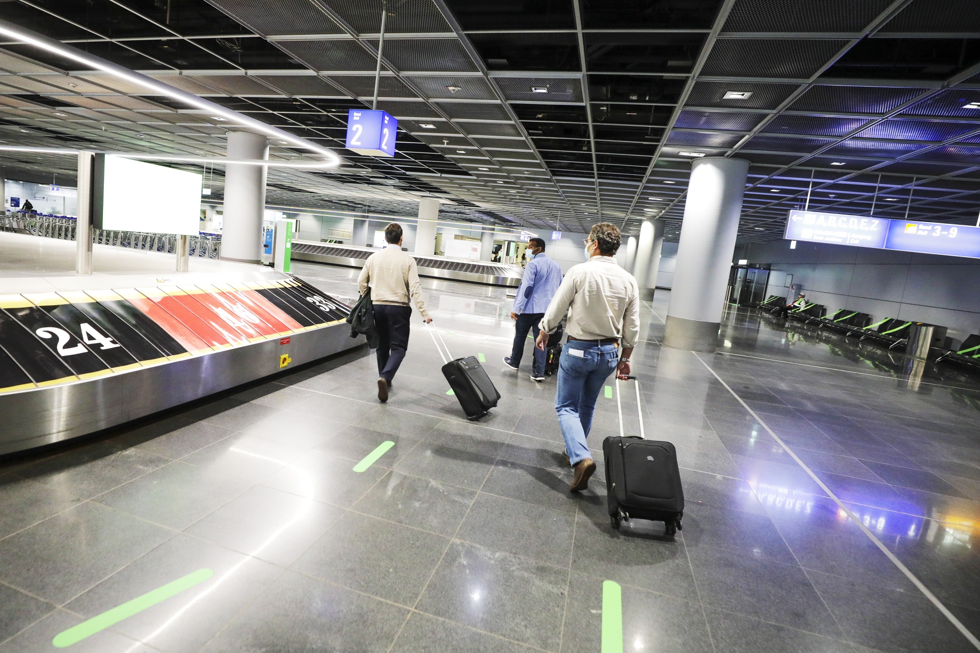 Travelers wheel luggage in the baggage reclaim hall at Frankfurt Airport in&nbsp;Germany&nbsp;on&nbsp;June 17.&nbsp;