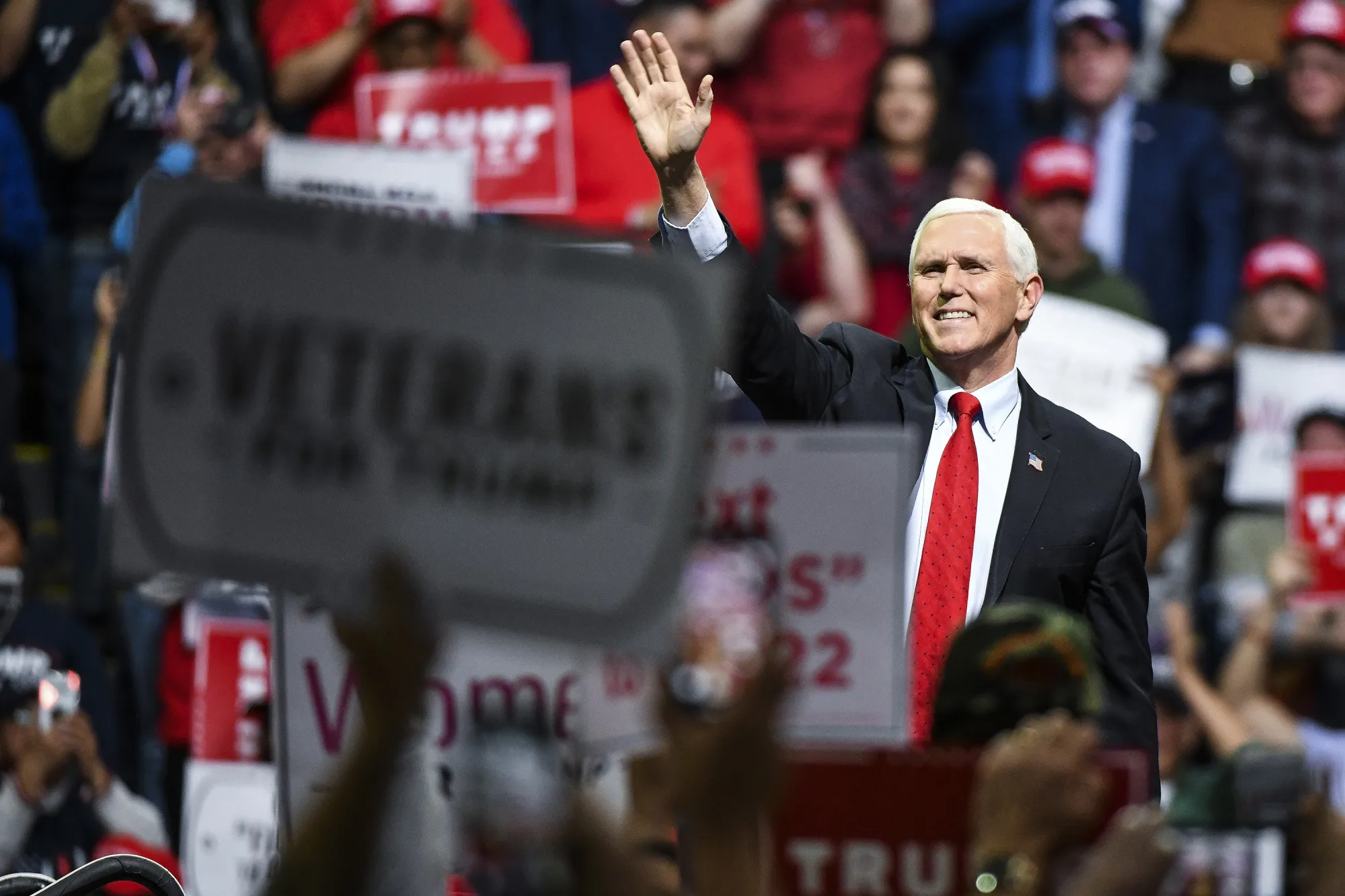 Mike Pence speaks to supporters&nbsp;during a Keep America Great rally in Colorado Springs, Colorado, on Feb. 20.