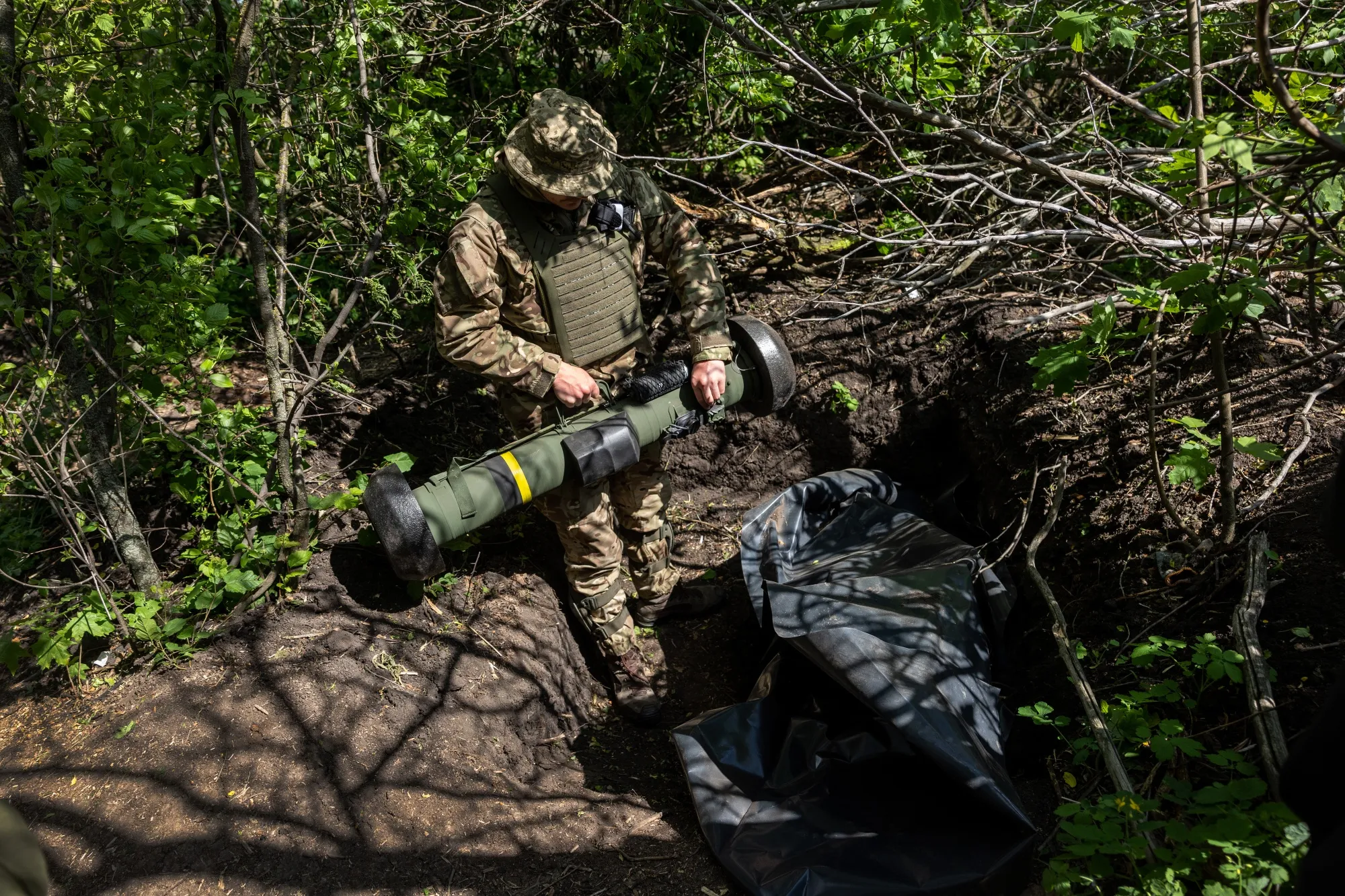 A U.S.-made Javelin missile on the frontline in Kharkiv, Ukraine.