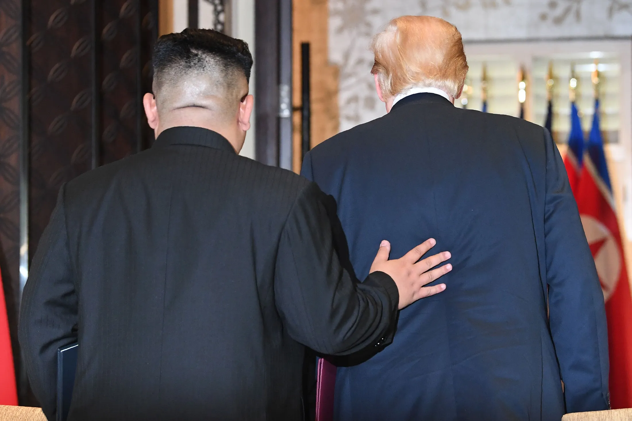 Kim Jong Un and Donald Trump during their previous meeting in Singapore in June 2018. 