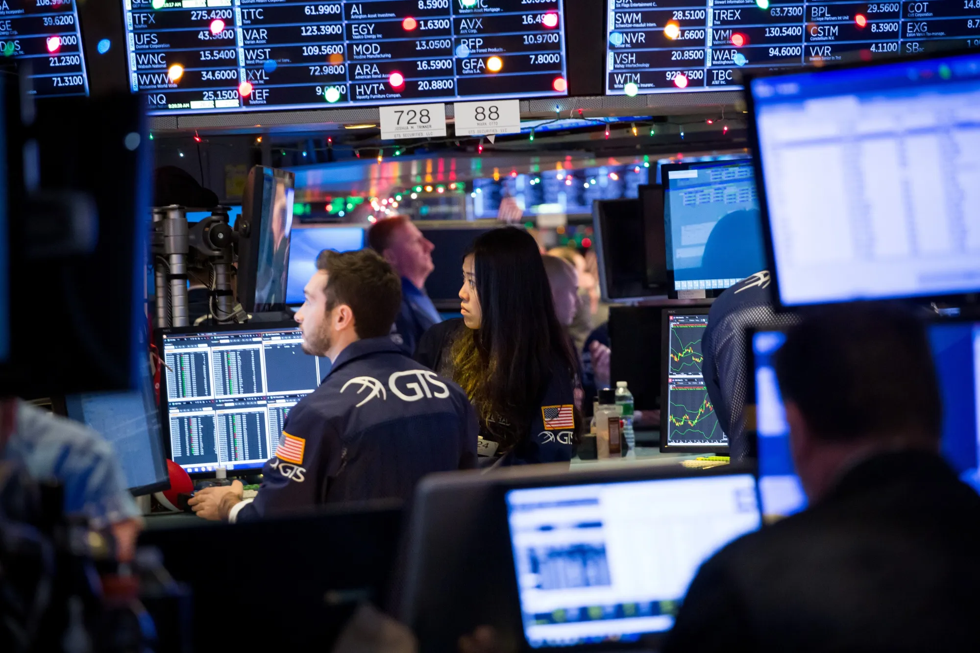 Trading On The Floor Of The NYSE As Stocks Rise, Bonds Fall on Trade Truce 
