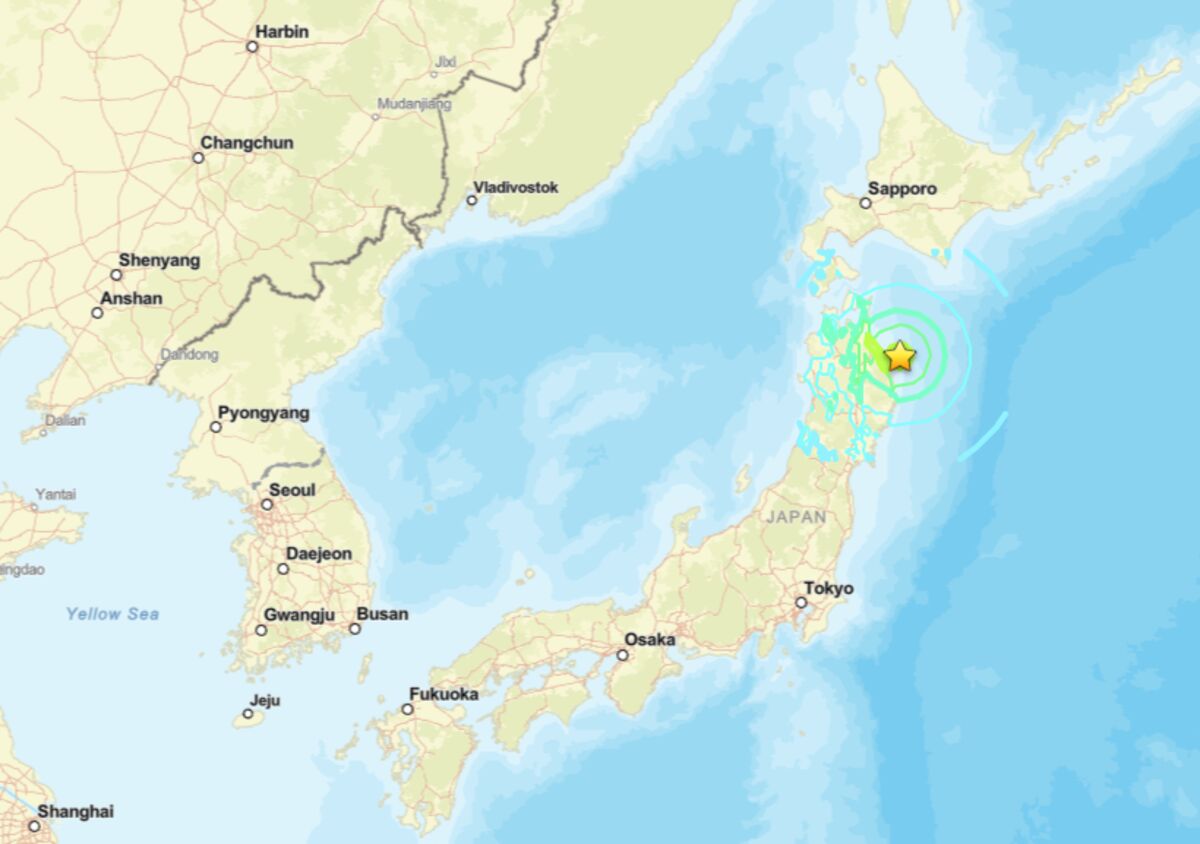 Magnitude 6.9 Quake Strikes Off Iwate Coast