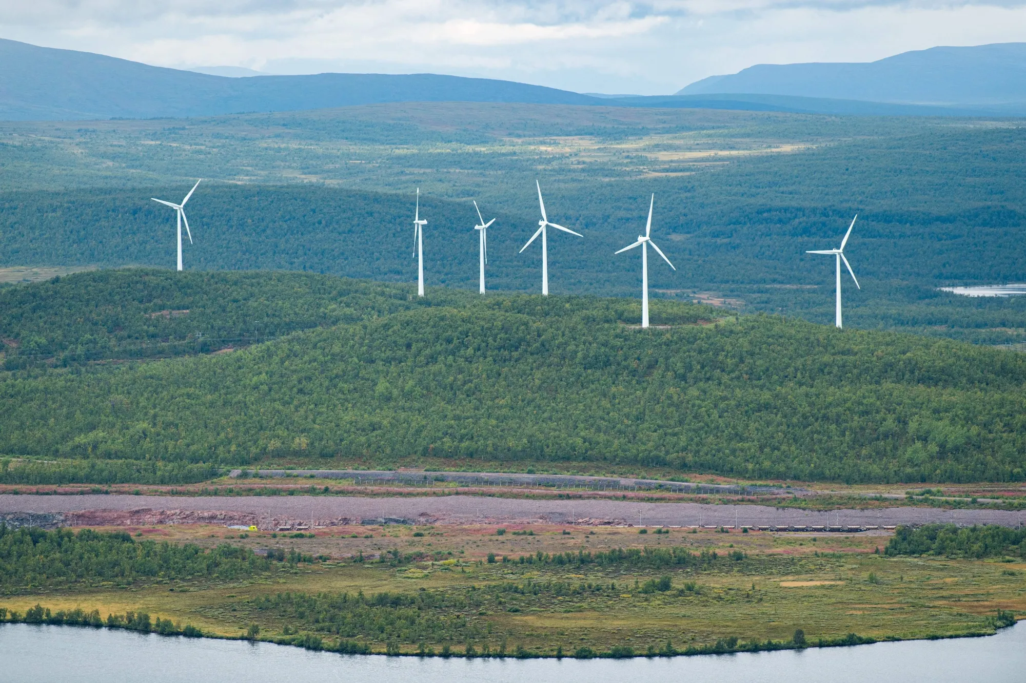 A wind farm in Norrbotten County, Sweden.