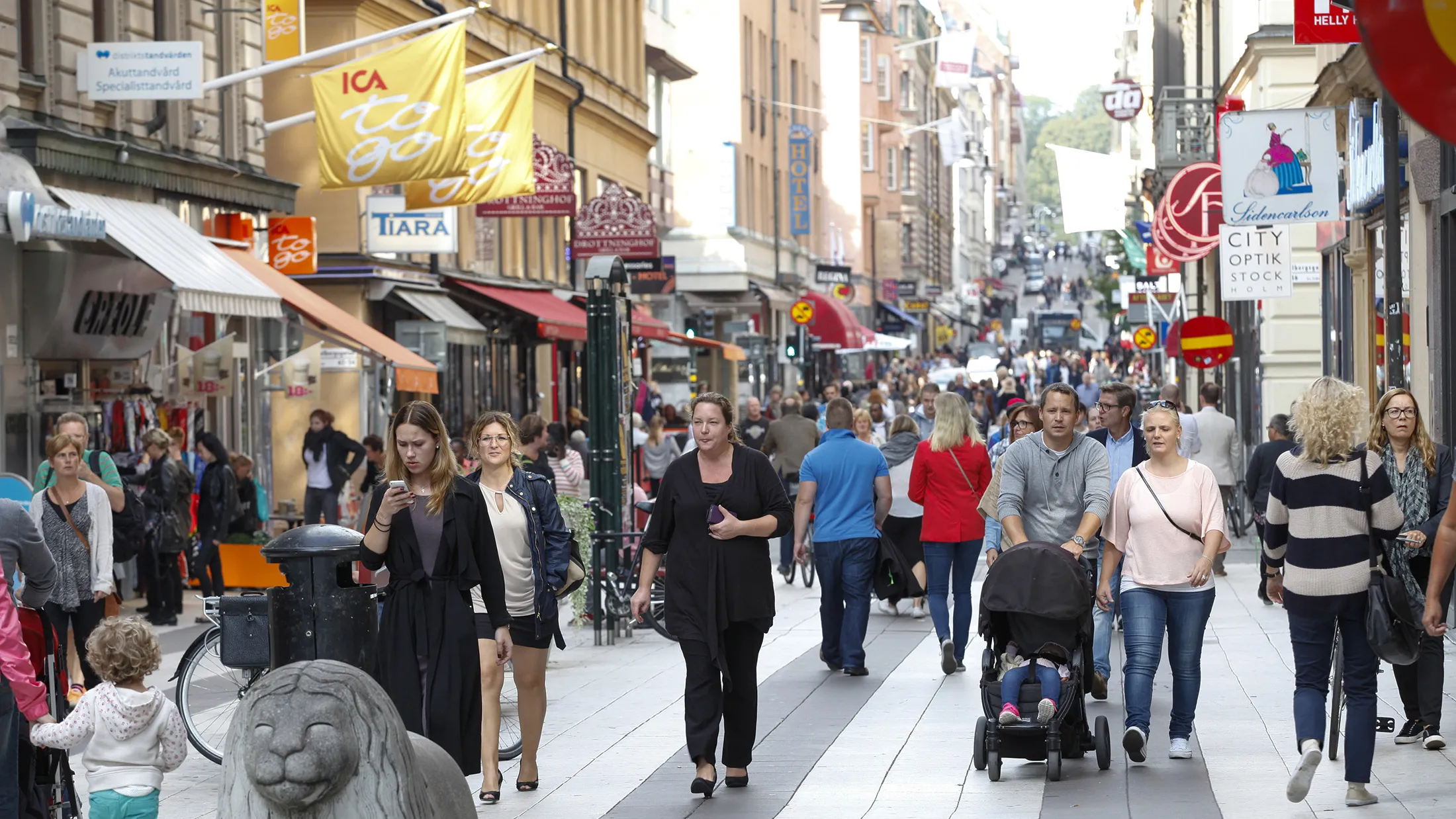 Pedestrians in central Stockholm.
