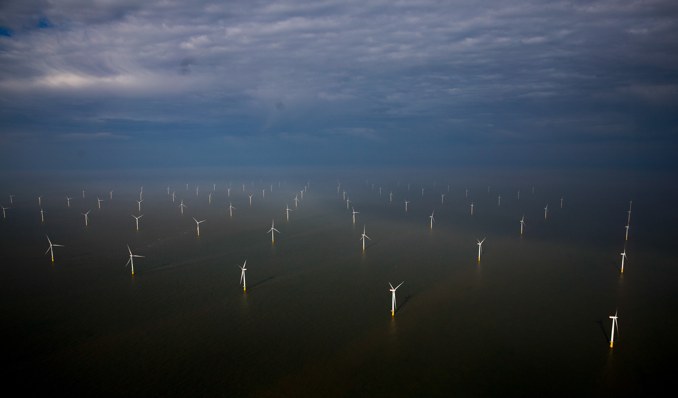 The London Array offshore wind farm in the Thames Estuary, U.K.