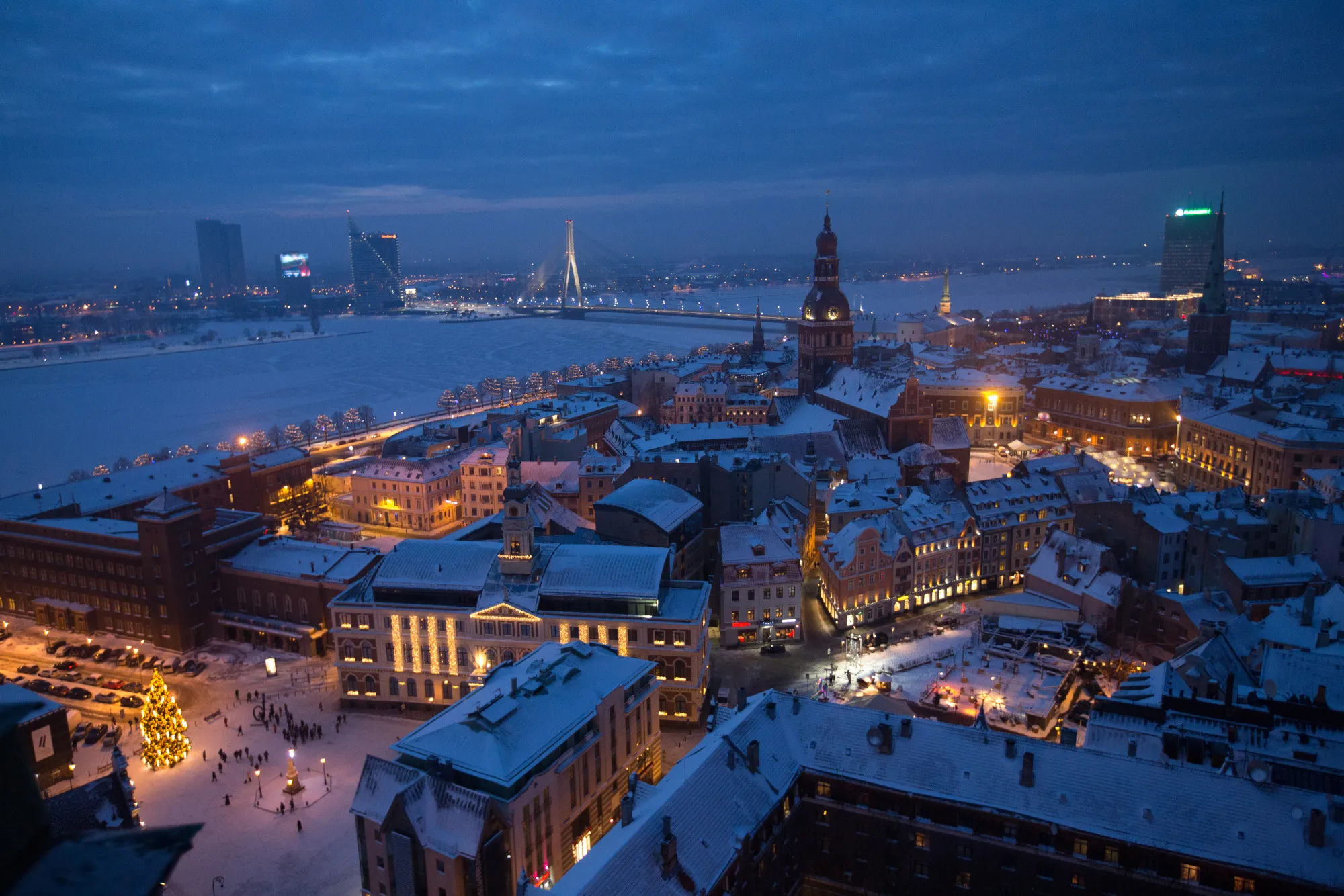 At night in Riga, Latvia.