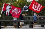 Supporters of Donald Trump outside Mar-A-Lago in Palm Beach, Florida, on March 31.