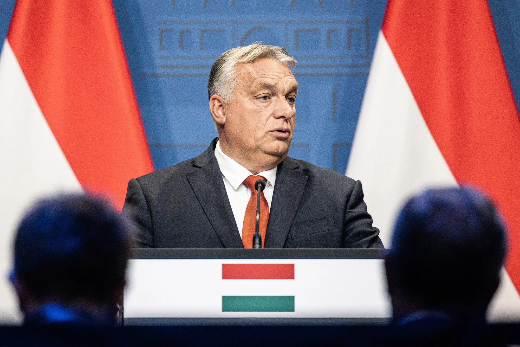 Hungary Prime Minister Viktor Orban speaks during a news conference in Budapest&nbsp;on Oct. 3.