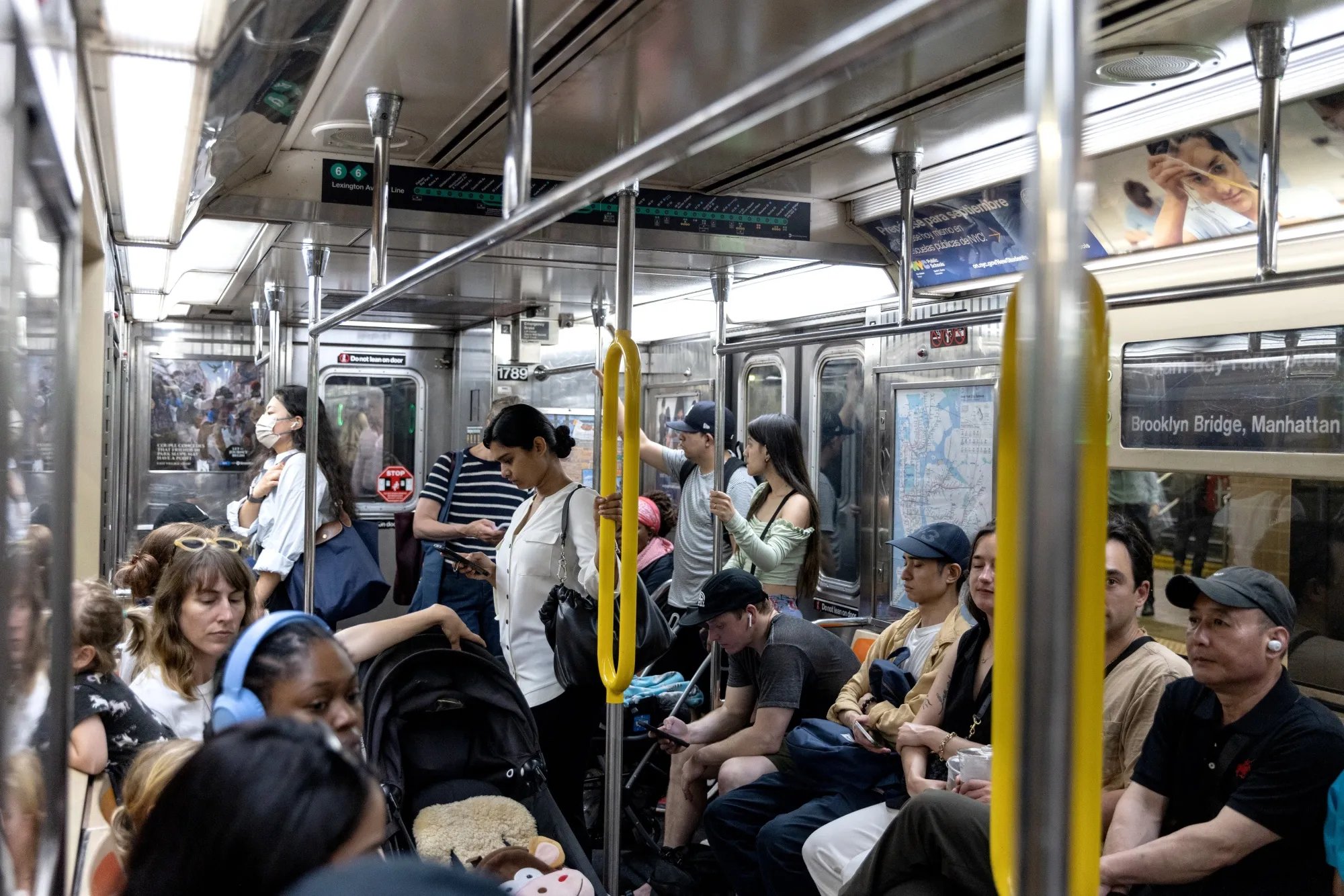 Commuters on the&nbsp;subway in New York City.
