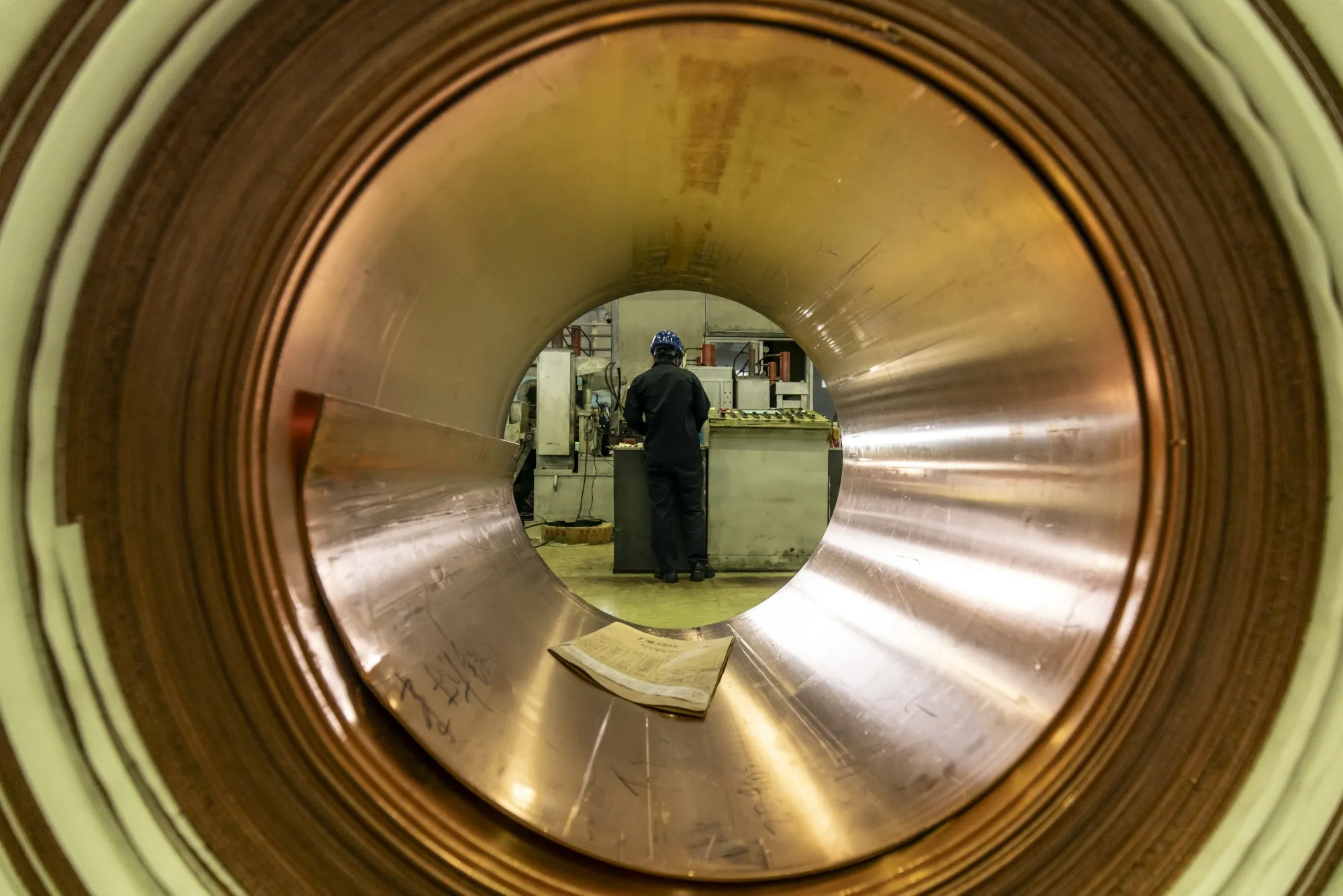 A worker at&nbsp;a copper production facility in Jinhua, China.