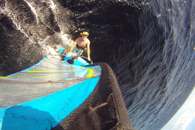 Windsurfing captured by a mast-mounted camera