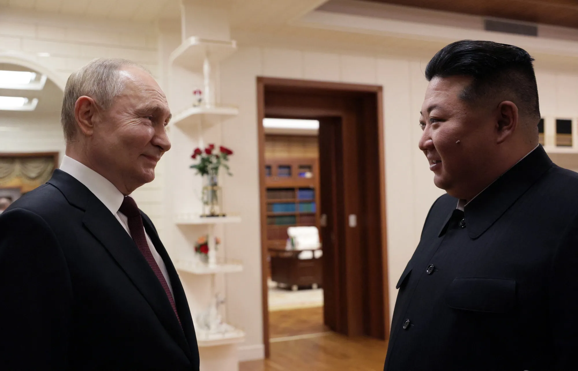 Vladimir Putin and Kim Jong Un in Pyongyang on June 19.