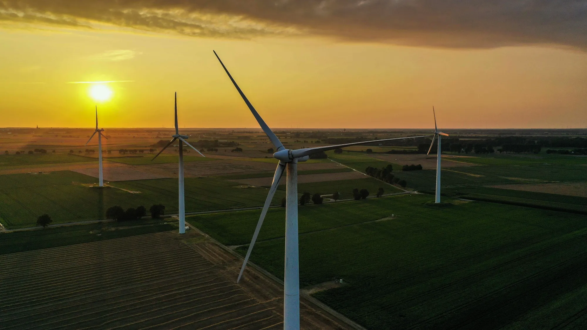 RWE AG Lignite Mine and Windfarm As Climate Scientists Call For Rapid End of Fossil Fuels 