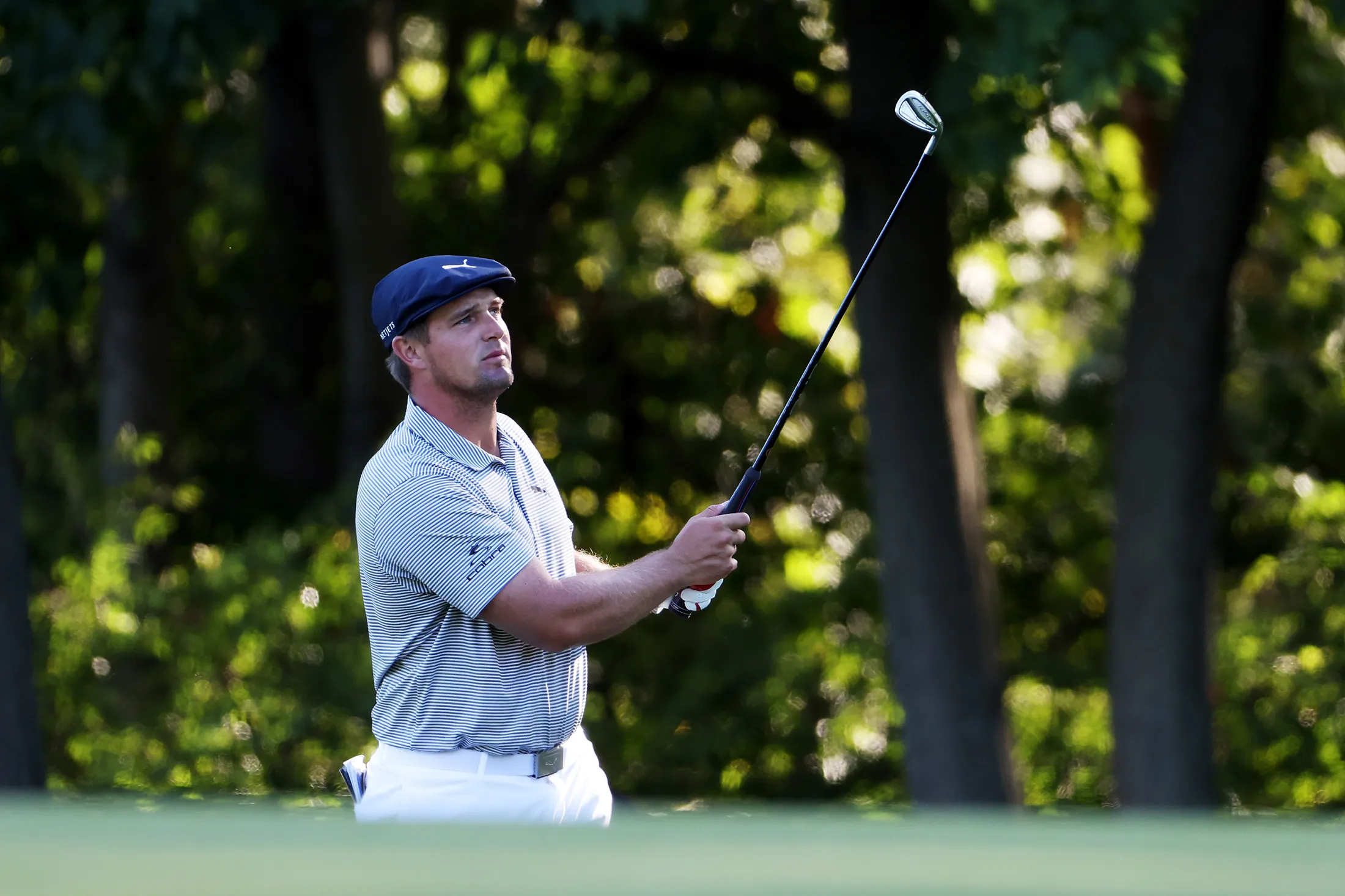 Bryson DeChambeau plays a second shot on the 14th hole during the final round of the 120th U.S. Open Championship on Sept.&nbsp;20.