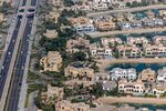 Residential villas on the waterside of the Palm Jumeirah in Dubai.